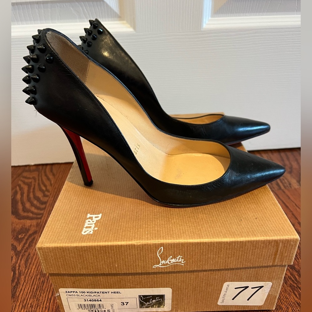 Christian Louboutin Black Leather Zappa 100 Pump Size 37 AUTHENTIC